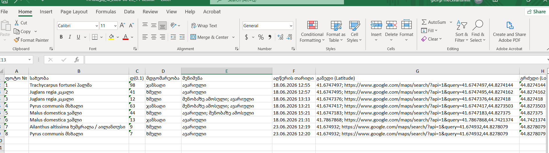 Excel ექსპორტი